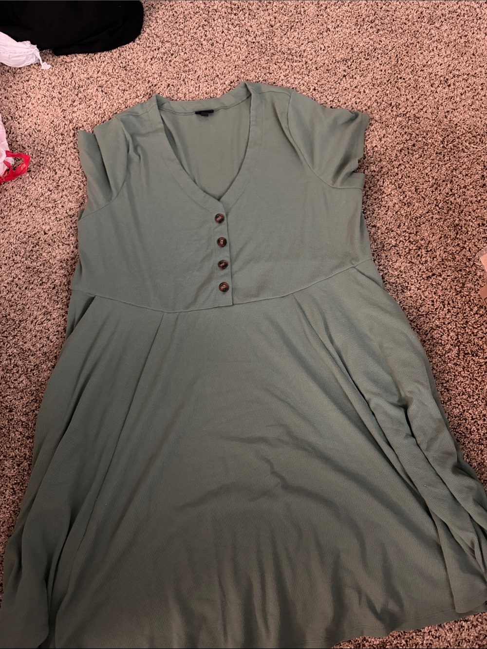 torrid Sage Green V-Neck Button Front A-Line Mini Dress